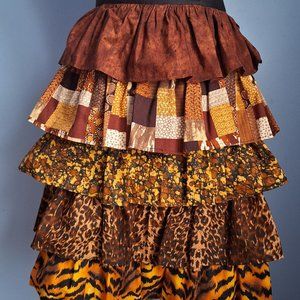 Special Hostess Handmade HALF APRON / Wild Ruffles / Afrocentric / Size S - M